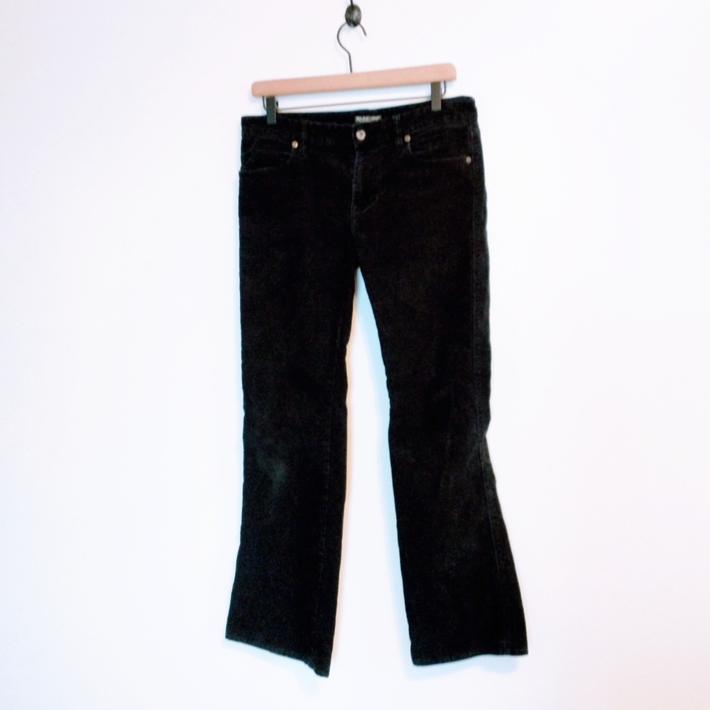 Polo jeans company black ribbed corduroy low rise pants with flared leg, size 6.
